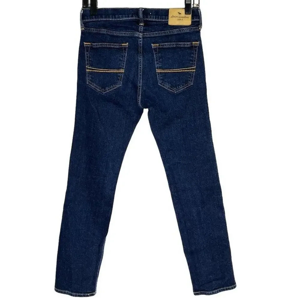Abercrombie Kid's Mid Rise Dark Wash Soft Skinny Blue Denim Jeans Size 15‎ / 16